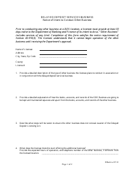 Document preview: Delayed Deposit Services Business - Notice of Intent to Conduct Other Business - Nebraska