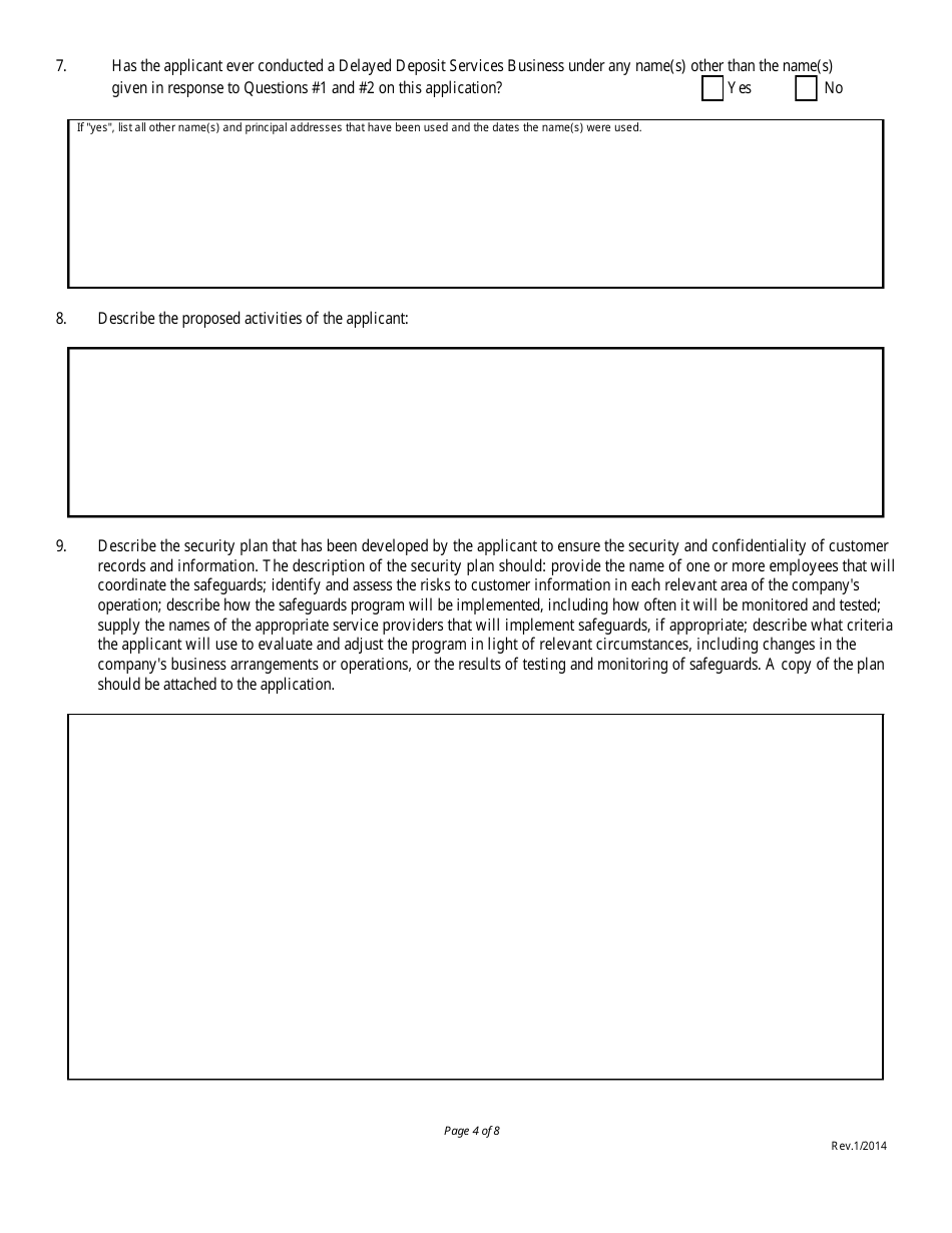 Delayed Deposit Services Business License Application Form - Nebraska, Page 4