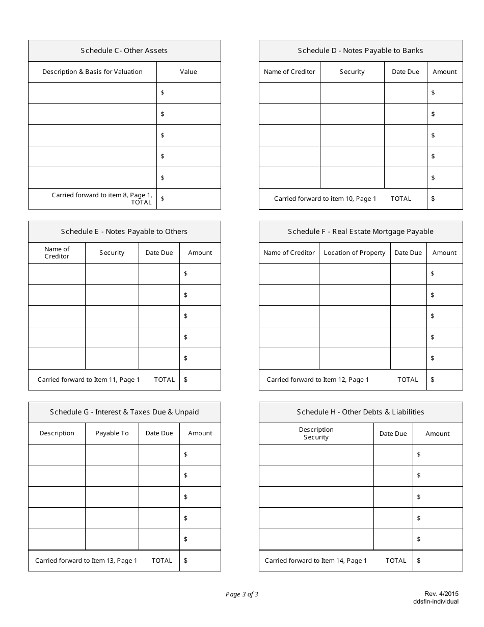 Delayed Deposit Services Financial Statement (Individual) - Nebraska, Page 3