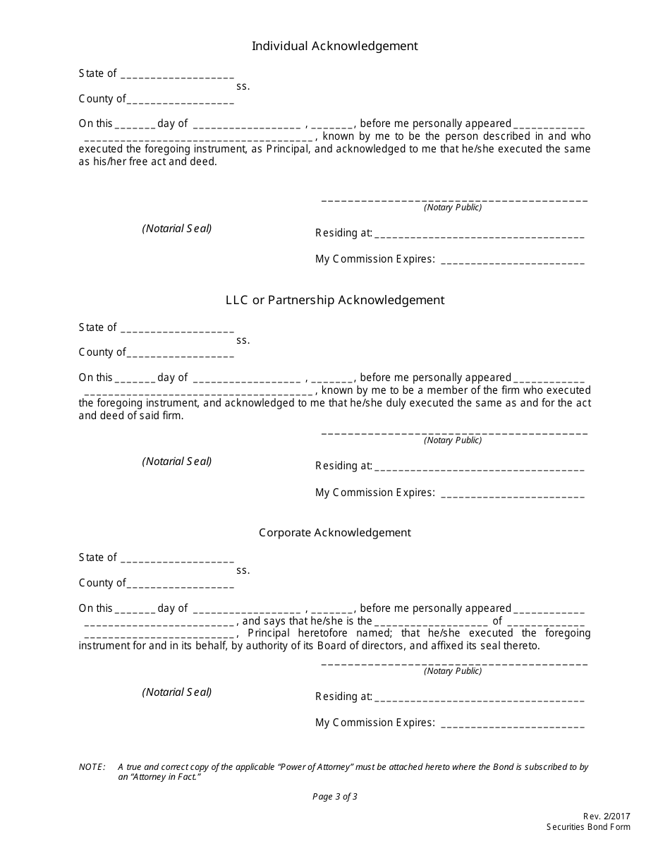 Bureau of Securities Bond Form - Nebraska, Page 3