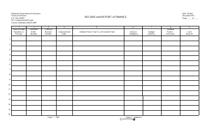NDE Form 28-004 Record and Report of Finance - Nebraska, Page 2