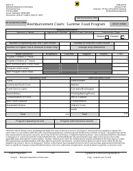 Document preview: NDE Form 28-034 Reimbursement Claim: Summer Food Program - Nebraska