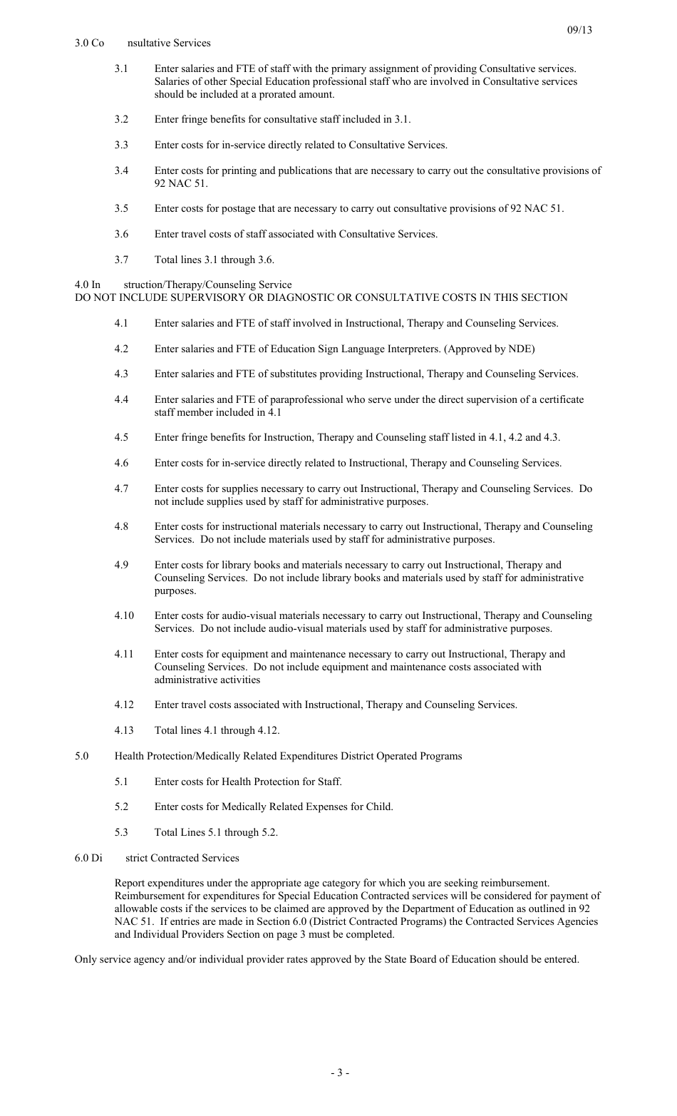 Instructions for NDE Form 06-025 Special Education Final Financial Report for Children With Disabilities Birth to Age Five - Nebraska, Page 3