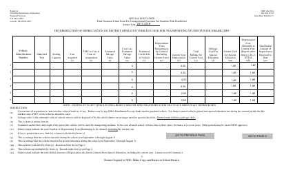 NDE Form 06-016 Final Financial Claim Form for Transportation Expenses for Students With Disabilities - Nebraska, Page 3
