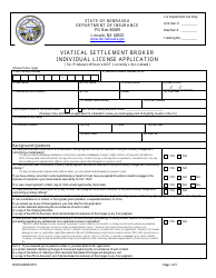 Form DOIVIABRK0715 Viatical Settlement Broker Individual License Application (Not Life Licensed) - Nebraska, Page 3