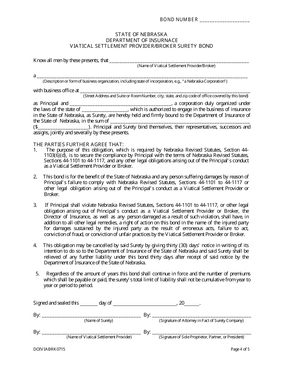 Form DOIVIABRK0715 Viatical Settlement Broker Individual License Application (Not Life Licensed) - Nebraska, Page 6