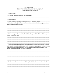 Eap Worksheet - Basic Information Required for Development of Emergency Action Plan - Nebraska