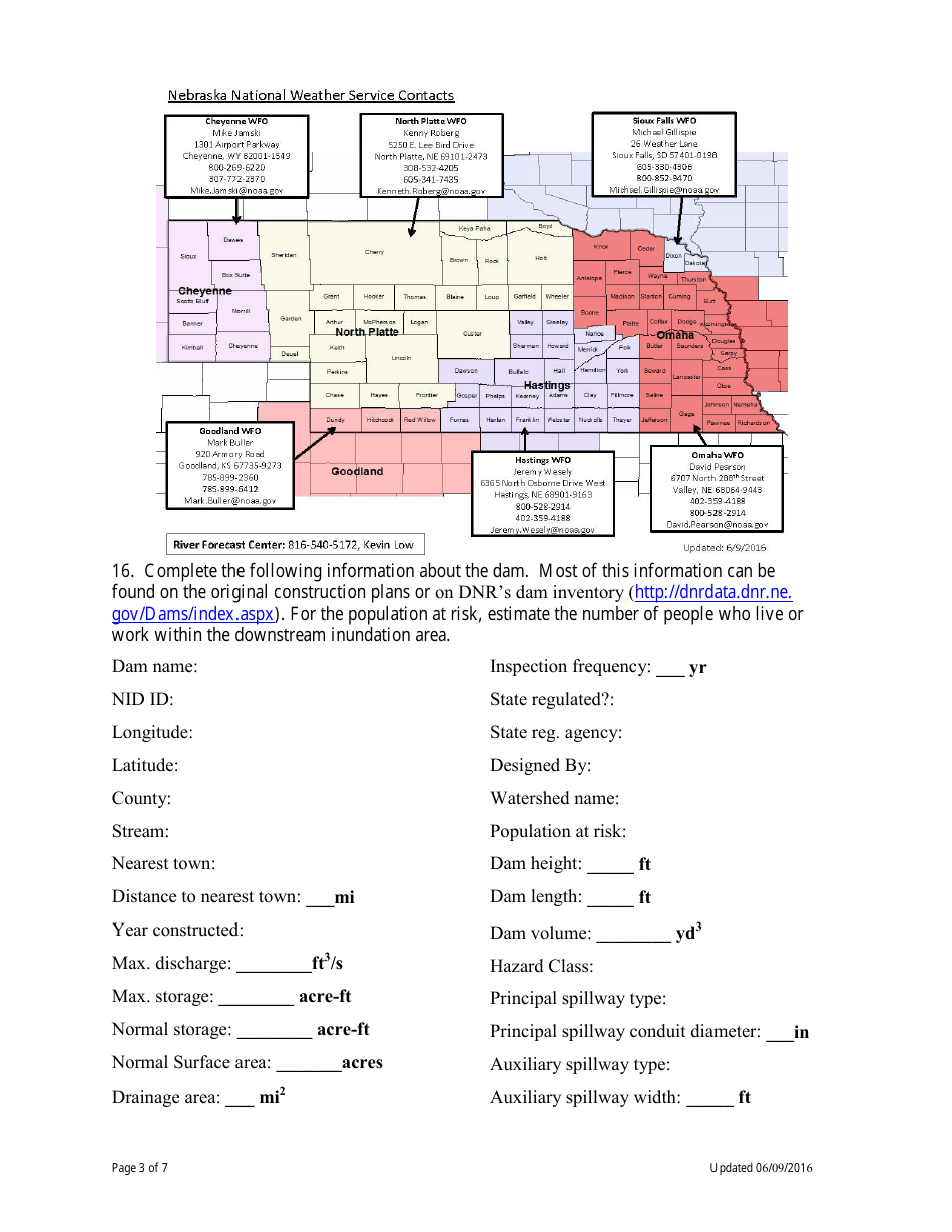Eap Worksheet - Basic Information Required for Development of Emergency Action Plan - Nebraska, Page 3