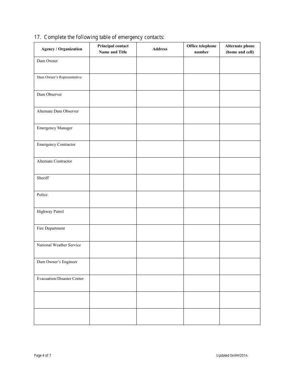 Eap Worksheet - Basic Information Required for Development of Emergency Action Plan - Nebraska, Page 4