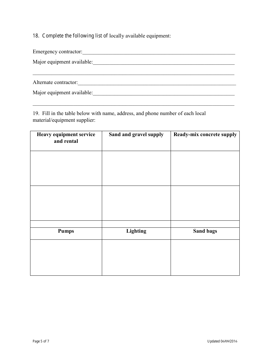 Eap Worksheet - Basic Information Required for Development of Emergency Action Plan - Nebraska, Page 5