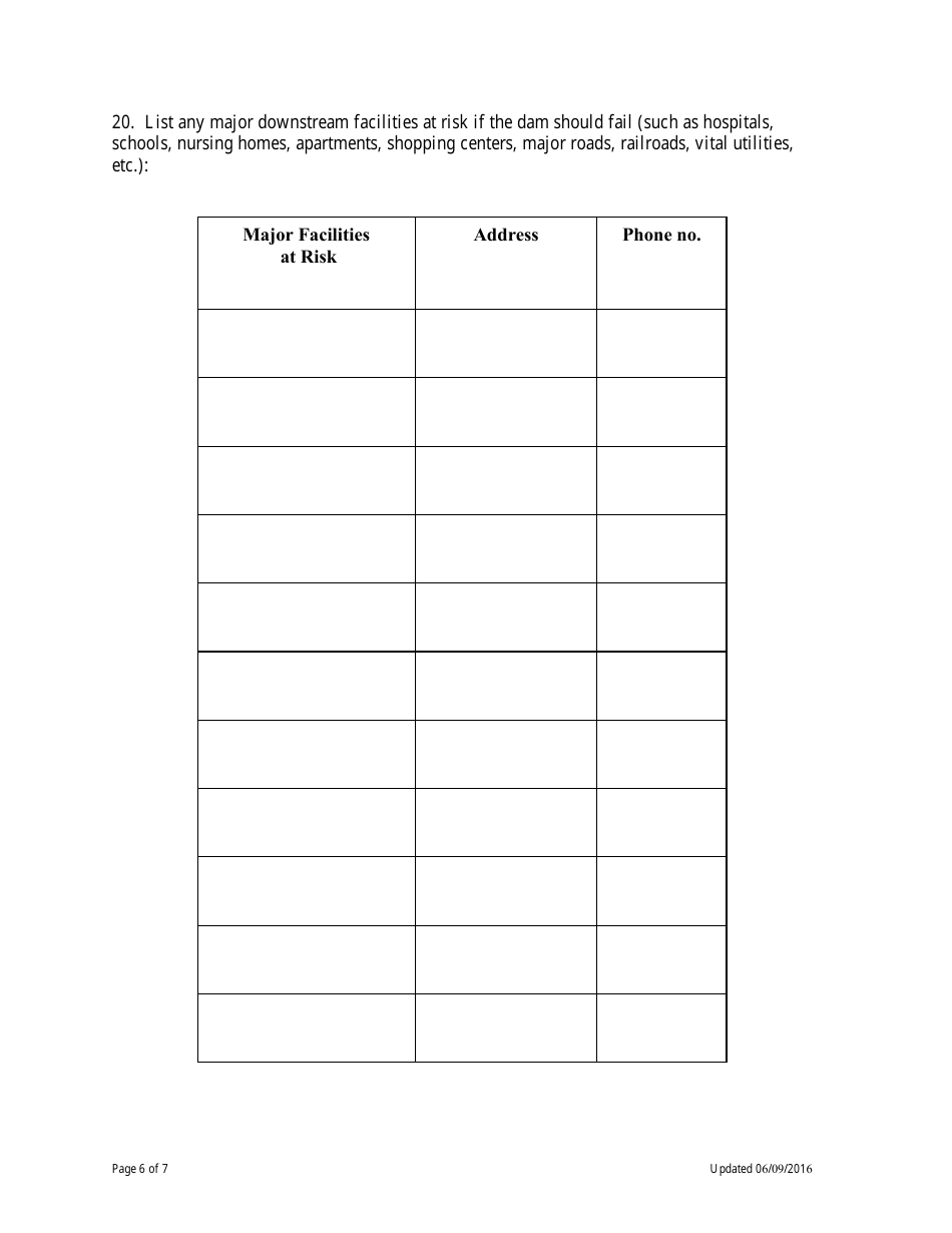 Eap Worksheet - Basic Information Required for Development of Emergency Action Plan - Nebraska, Page 6