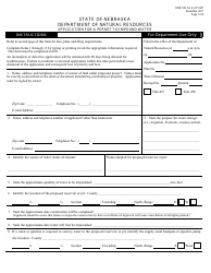 Document preview: NeDNR SW Form API-001 Application for a Permit to Impound Water - Nebraska