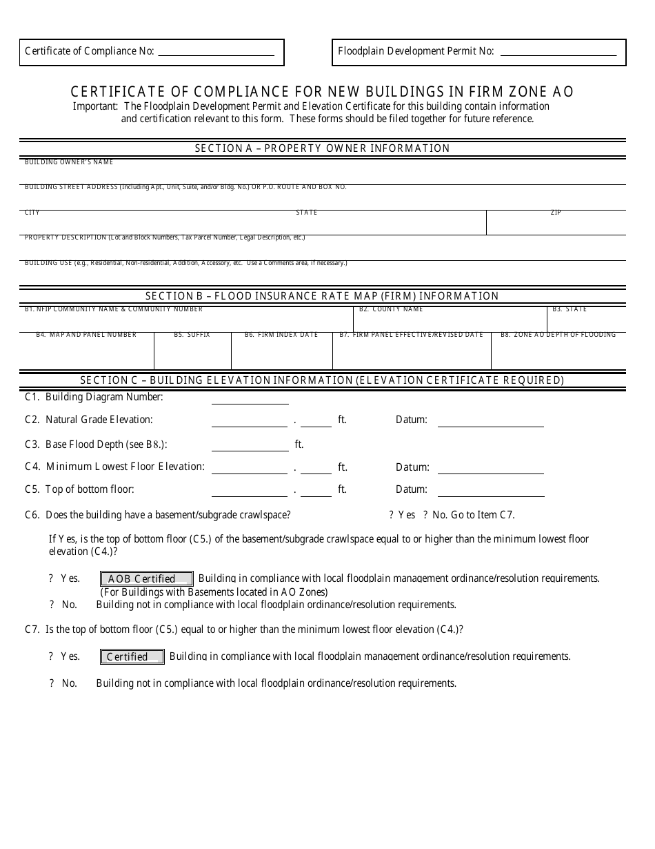 Certificate of Compliance for New Buildings in Firm Zone Ao - Nebraska, Page 4