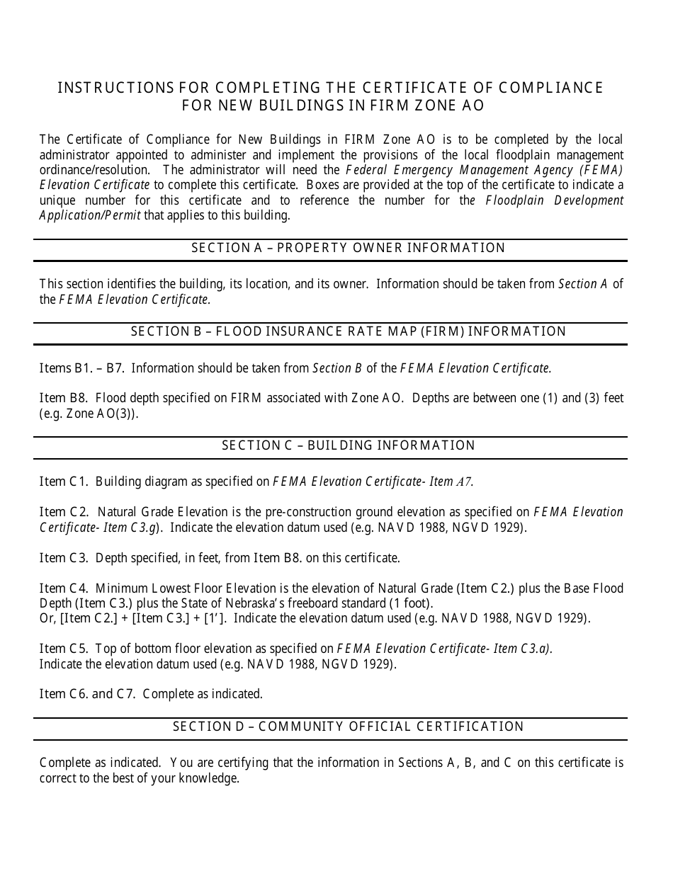 Certificate of Compliance for New Buildings in Firm Zone Ao - Nebraska, Page 6