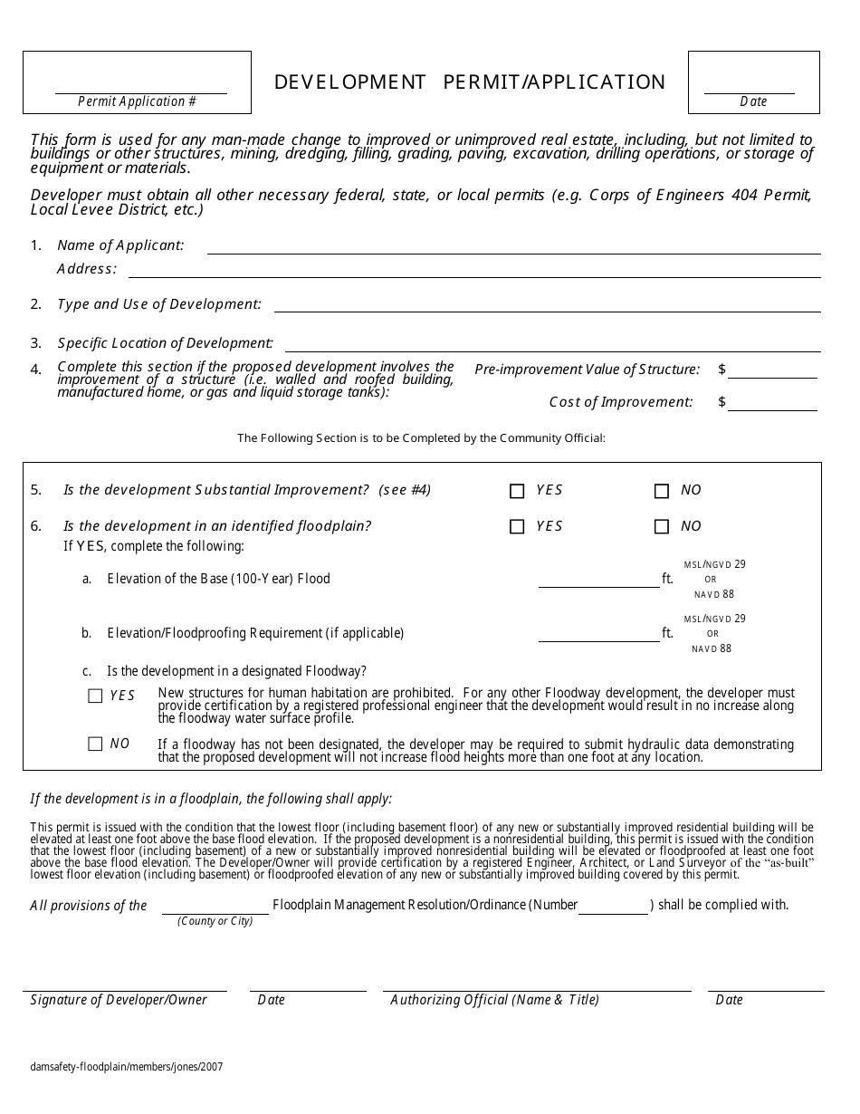 Development Permit / Application Form - Nebraska, Page 1