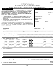 DNR Form 613 Application for a Permit to Transfer Ground Water to Adjoining State - Nebraska