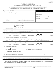 NeDNR Form 1105 &quot;Application for a Permit to Withdraw, Transfer, and Further Use or Reinject Ground Water for Geothermal Resource Development and Production&quot; - Nebraska