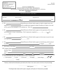 NeDNR Form NRDA &quot;' water Well Registration Natural Resources District Approval&quot; - Nebraska