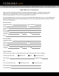 Water Well Service Agreement Form - Nebraska