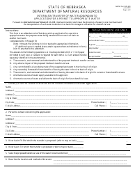 Document preview: DNR Form SW-400 Interbasin Transfer of Water Addendum to Application for a Permit to Appropriate Water - Nebraska