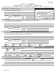 DNR Form 962-3 Application for a Permit for an Expedited Transfer of the Location of Use - Nebraska