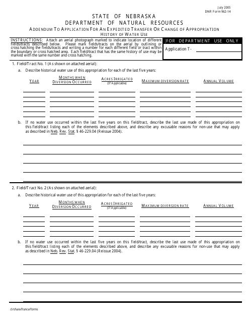 DNR Form 962-14  Printable Pdf
