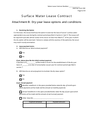 DNR Form 320 Surface Water Lease Contract - Attachment B: Dry-Year Lease Options and Conditions - Nebraska