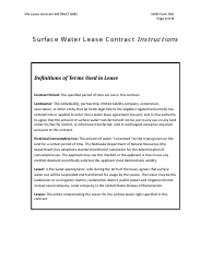 Instructions for DNR Form 300 Surface Water Lease Contract - Nebraska