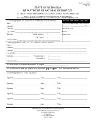 NeDNR Form SW475 &quot;Notification of Assignment of a Surface Water Appropriation&quot; - Nebraska