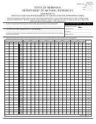 Document preview: DNR Form SW962-19-B Addendum to Notification for Reassignment of Surface Water Appropriation(S) - Nebraska
