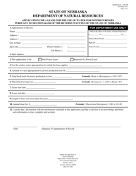 NeDNR Form SW500 &quot;Application for a Lease for the Use of Water for Power Purposes Pursuant to Section 46-236 of the Revised Statutes of the State of Nebraska&quot; - Nebraska