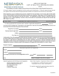 Document preview: Application for Copy of Multiple Driving Records - Nebraska