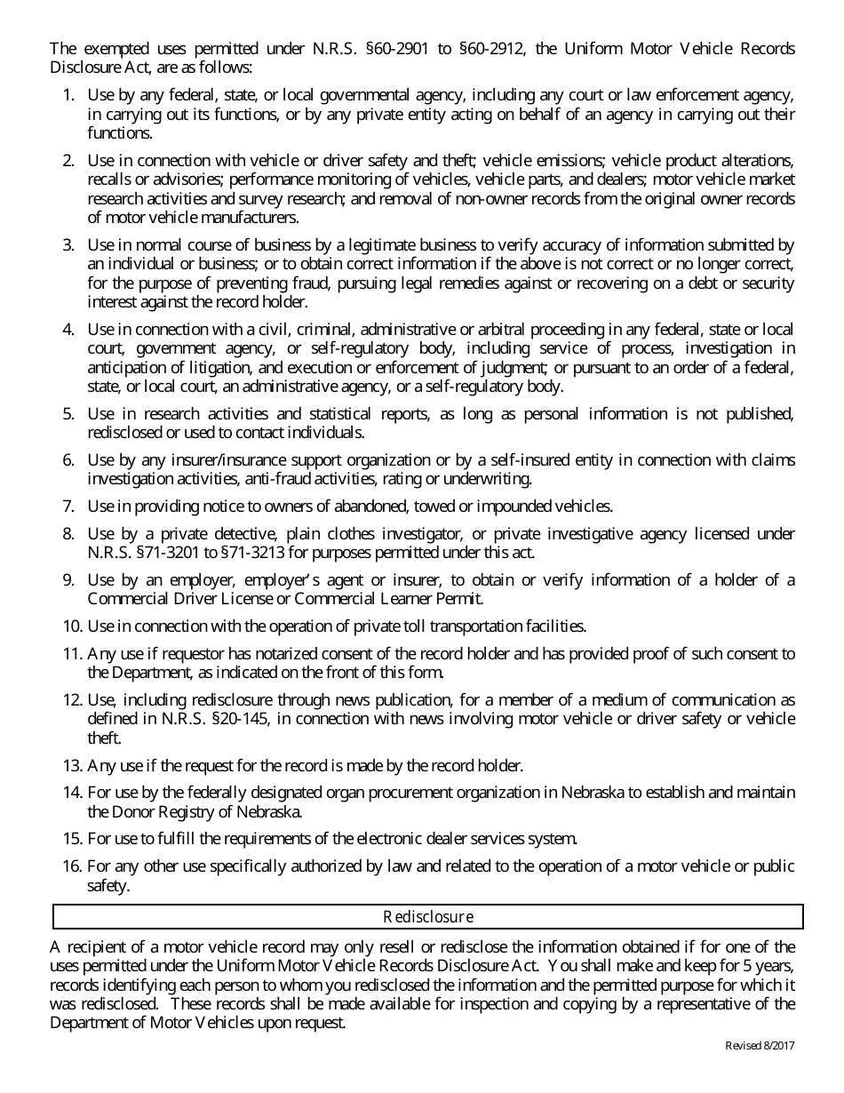 Application for Copy of Multiple Driving Records - Nebraska, Page 2