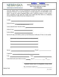 Document preview: Nebraska Electronic Lien and Title Non-participating Lender Lien Release Form - Nebraska