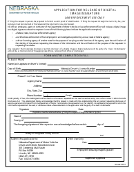 Document preview: Application for Release of Digital Image/Signature - Nebraska