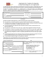 Application for Creation of a Specialty License Plate Design for an Organization - Nebraska, Page 2