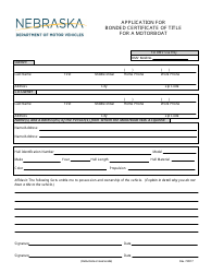 Nebraska Certificate of Title Surety Bond for a Motorboat Fill Out Nebraska Certificate of Title Surety Bond for a Motorboat Fill Out