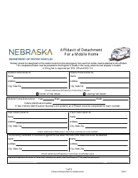 Affidavit of Detachment for a Mobile Home - Nebraska