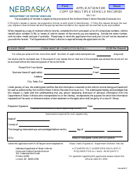 Application for Copy of Multiple Vehicle Records - Nebraska