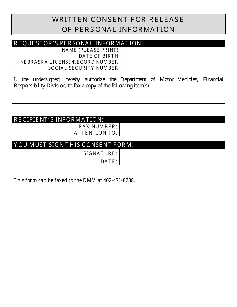 nebraska-written-consent-for-release-of-personal-information-fill-out