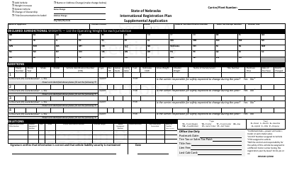 Document preview: International Registration Plan Supplemental Application Form - Nebraska