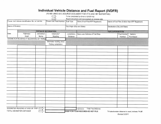 Document preview: Individual Vehicle Distance and Fuel Report (Ivdfr) Form - Nebraska