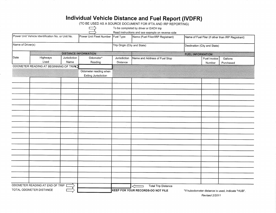 Nebraska Individual Vehicle Distance and Fuel Report (Ivdfr) Form ...