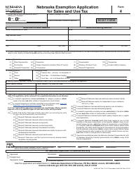 Form 4 Nebraska Exemption Application for Sales and Use Tax - Nebraska