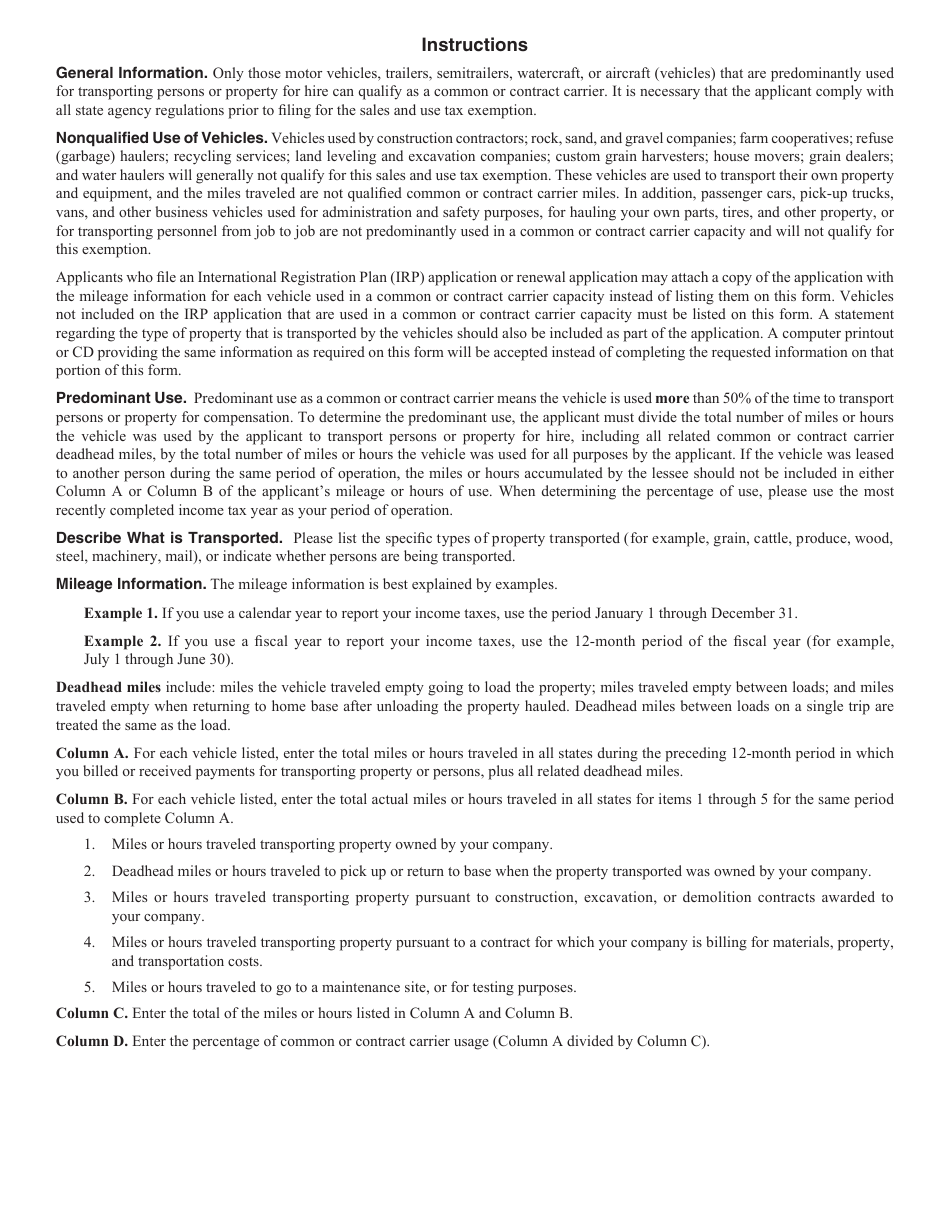 Form 5 Nebraska Exemption Application for Common or Contract Carriers Sales and Use Tax - Nebraska, Page 4