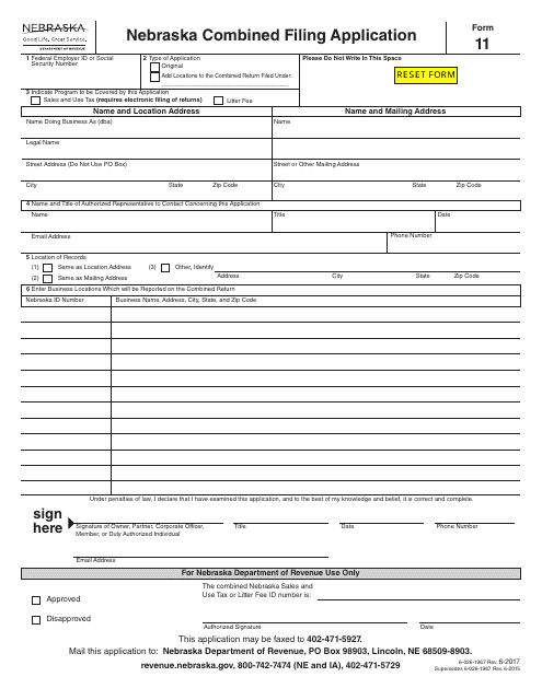 Form 11 Fill Out Sign Online And Download Fillable PDF Nebraska 