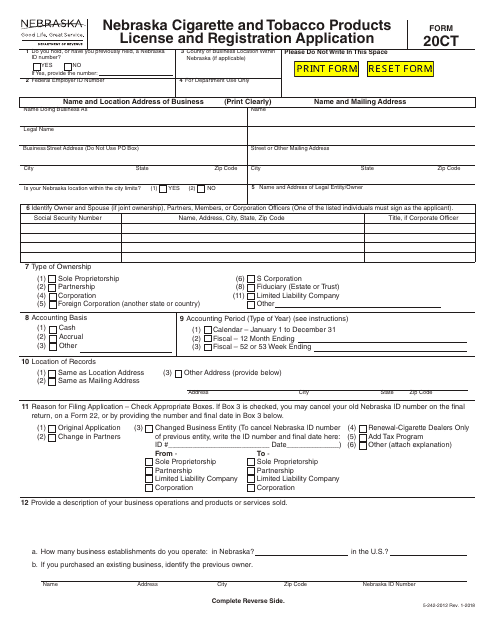 Form 20CT  Printable Pdf