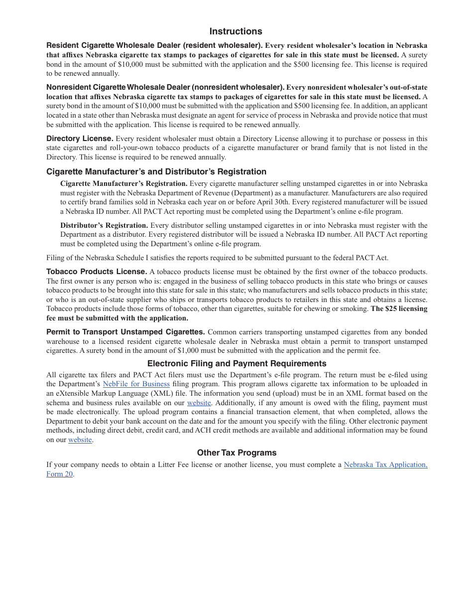 Form 20CT Nebraska Cigarette and Tobacco Products License and Registration Application - Nebraska, Page 3