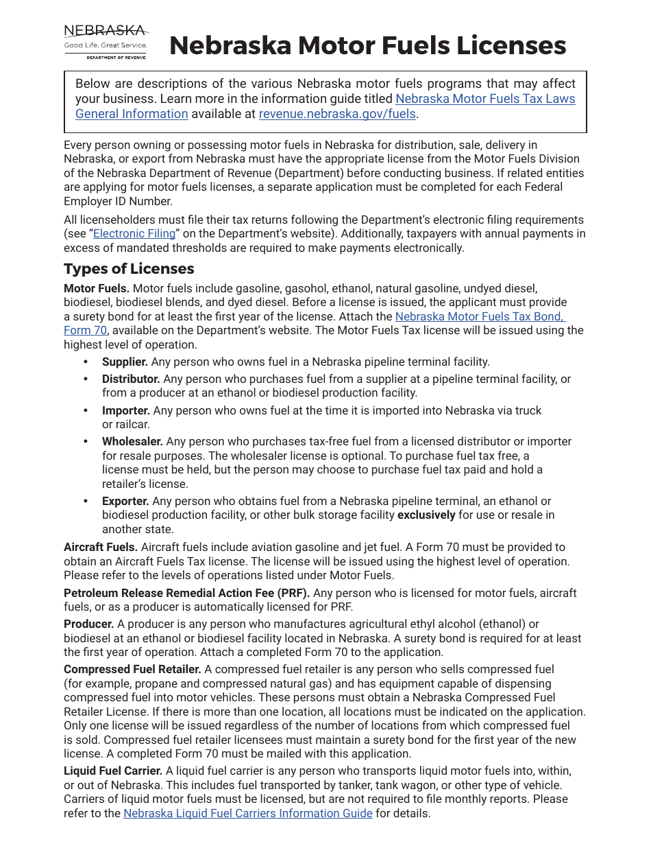 Form 20MF Nebraska Motor Fuels License Application - Nebraska, Page 3