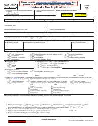 Form 20 Nebraska Tax Application - Nebraska